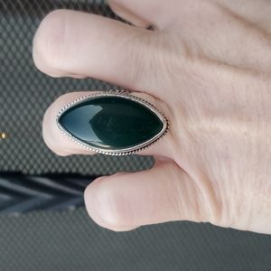 New Green Jasper 925 Silver Ring.
